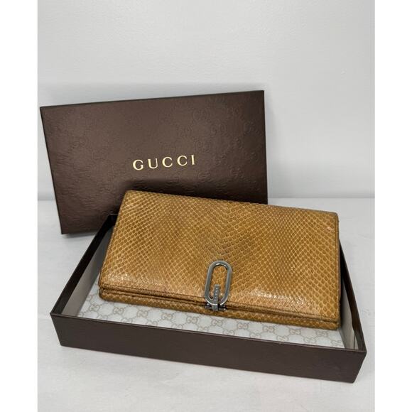 RARE GUCCI Python Continental Wallet – Honey Exotic Leather w/ Box & Dust - Picture 8 of 8